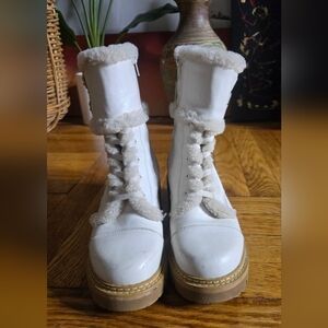 See By Chloe Mallory Leather/ Shearling Combat Boots Sz:38.5